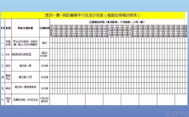 不得不说 这份暑假学习计划表太实用了 重庆中小学学习网